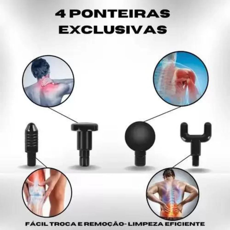 Pistola Massageadora Muscular Elétrica Profissional 6 Velocidades PS-208 Vermelho